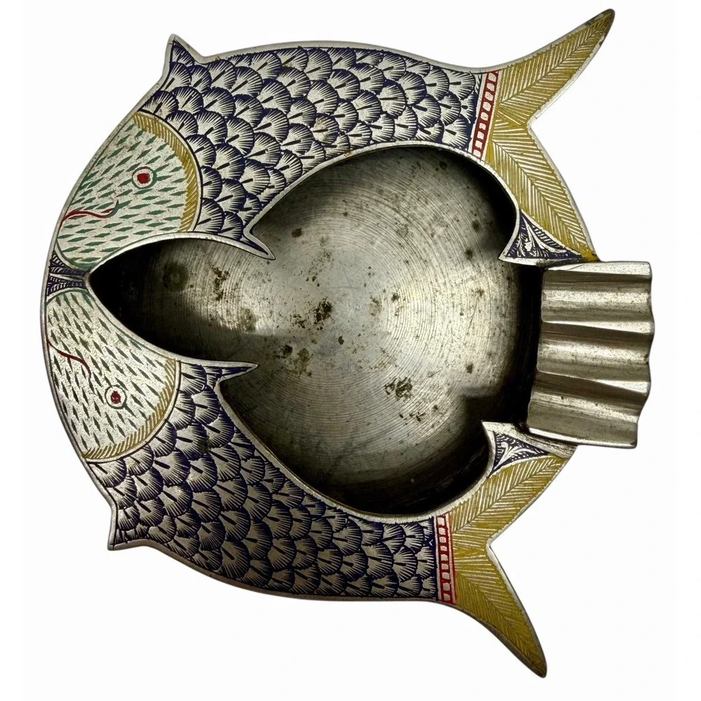 vintage cloisonné enamel Fish Shaped‎ Ashtray